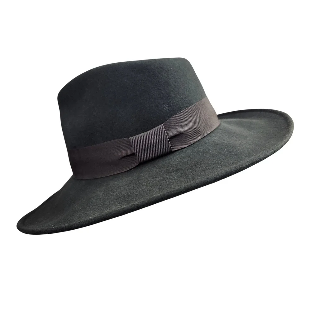 Biltmore for Madewell Charcoal Grey 100%‎ Wool Fedora Hat Medium Large